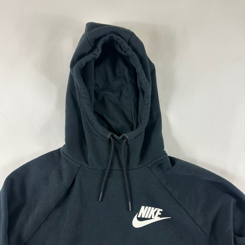 Nike Sportswear Mens Hoodie Black White‎ Futura Logo Fleece Pullover Medium M - Picture 2 of 7